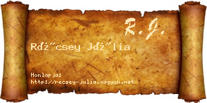 Récsey Júlia névjegykártya